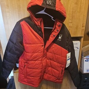 Spyder Red and Black Kids Puffer Jacket
